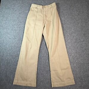 BIG BUD PRESS Western Pants Tan Khaki High Waisted Wide Leg Cotton Womens Size S